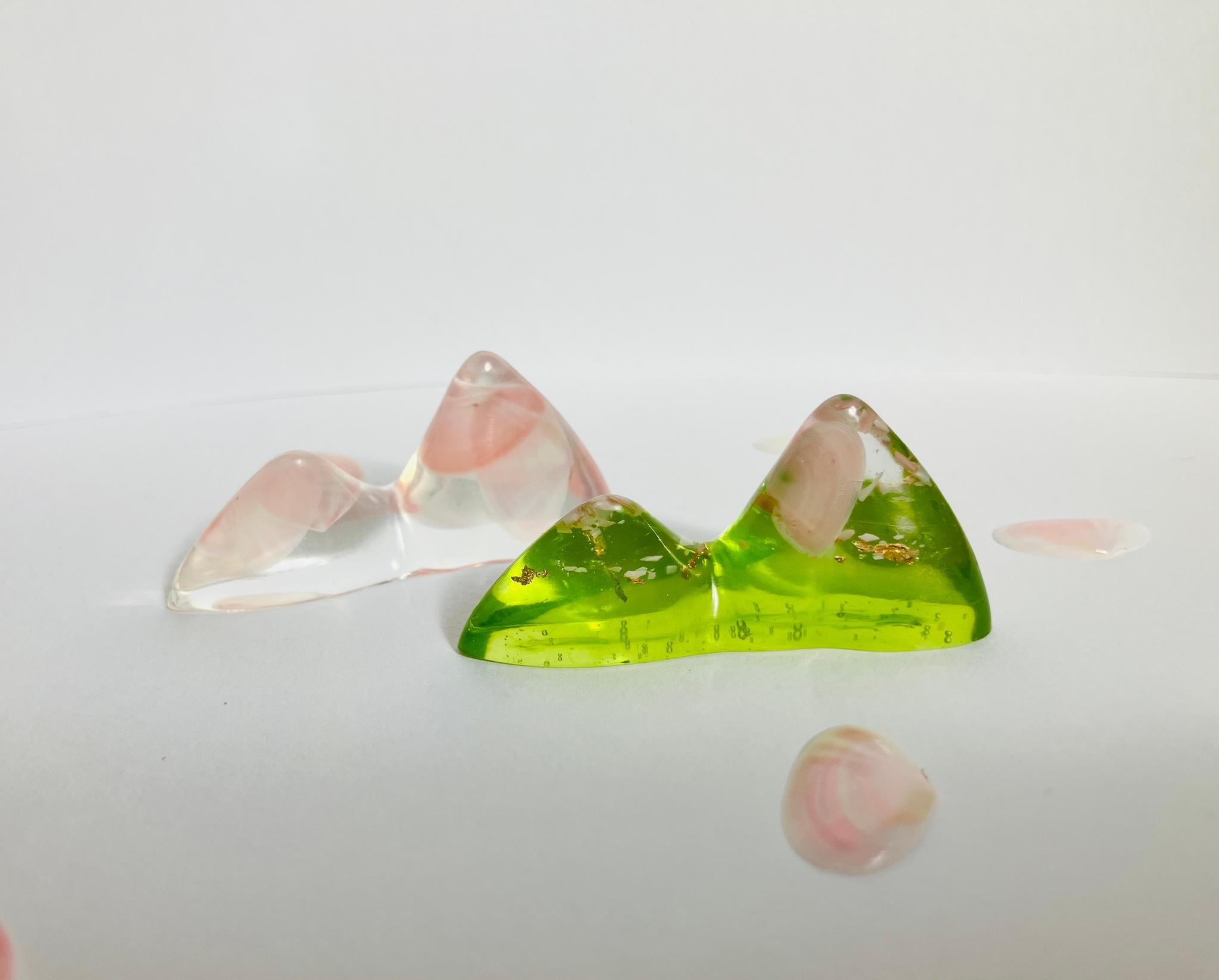 山の箸置き　ペア（新緑の春）