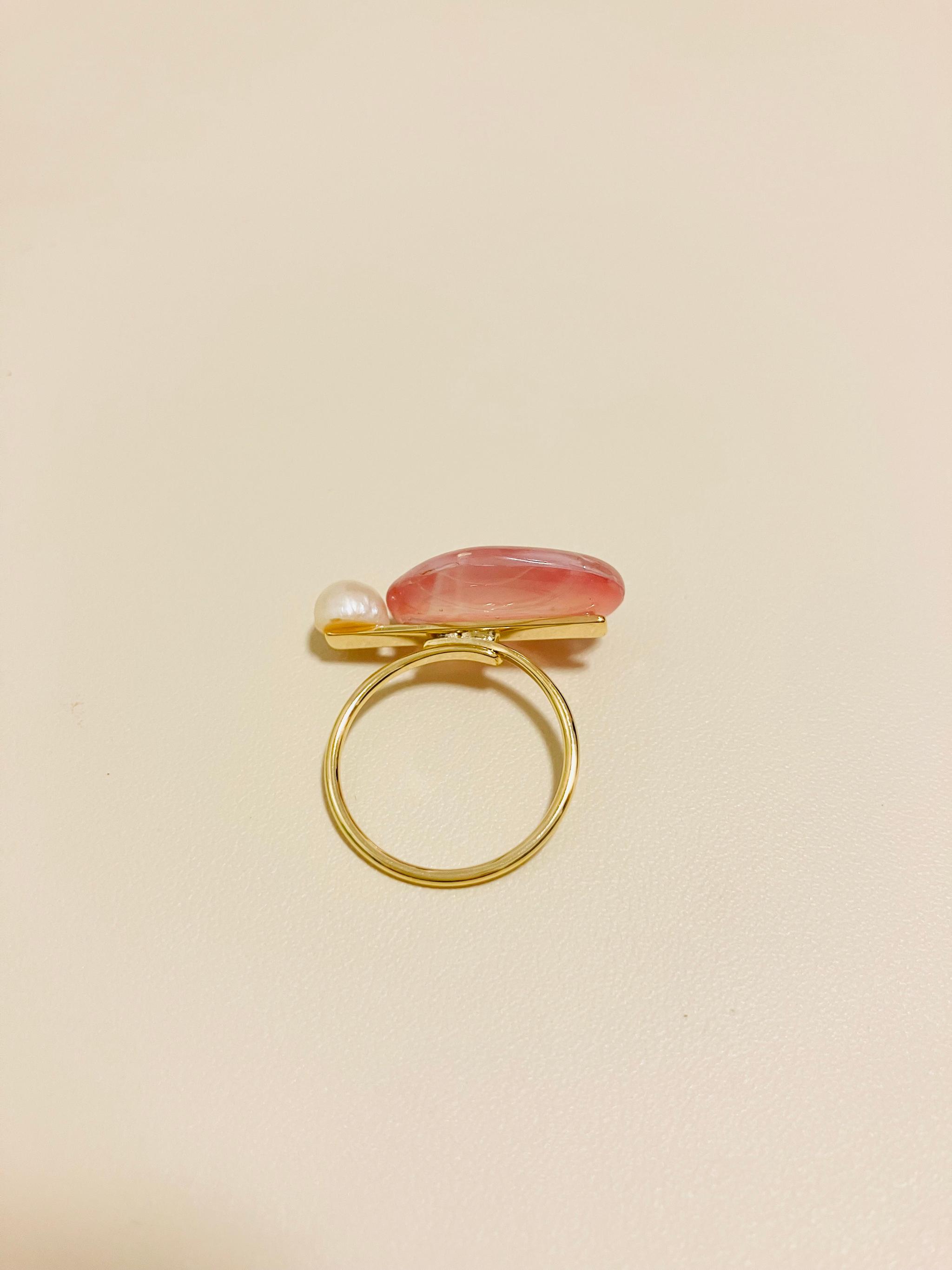 【再販】桜貝と一粒パールのリング | 2枚目